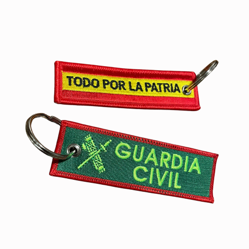 Llavero de Lona Bordada Guardia Civil con Bandera de España “Todo por la Patria”