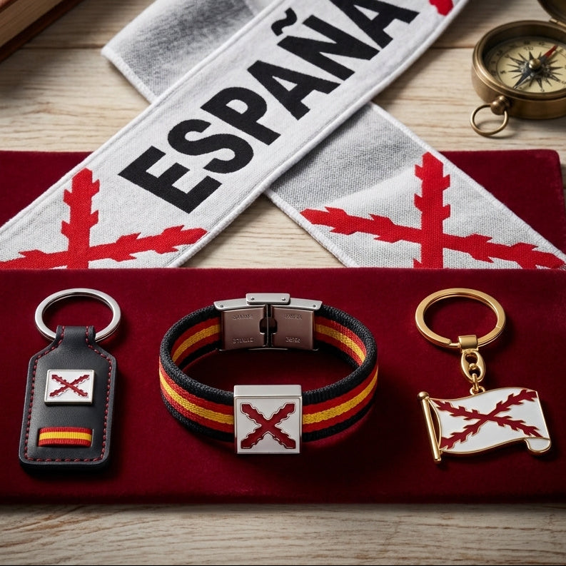 Lote 50 - Lote Cruz de Borgoña con bufanda, llaveros y pulsera