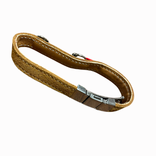 Pulsera de Piel de Serraje Mostaza con Mordida de Caballo