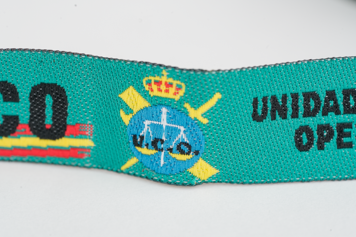 Pulsera de tela Guardia Civil UCO Unidad Central Operativa en color verde turquesa 30 x 1.5cm