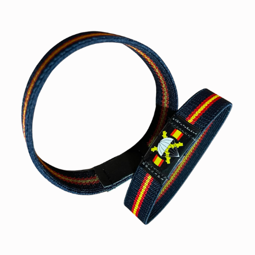 Pulsera elastica azul con escudo de la brigada paracaidista