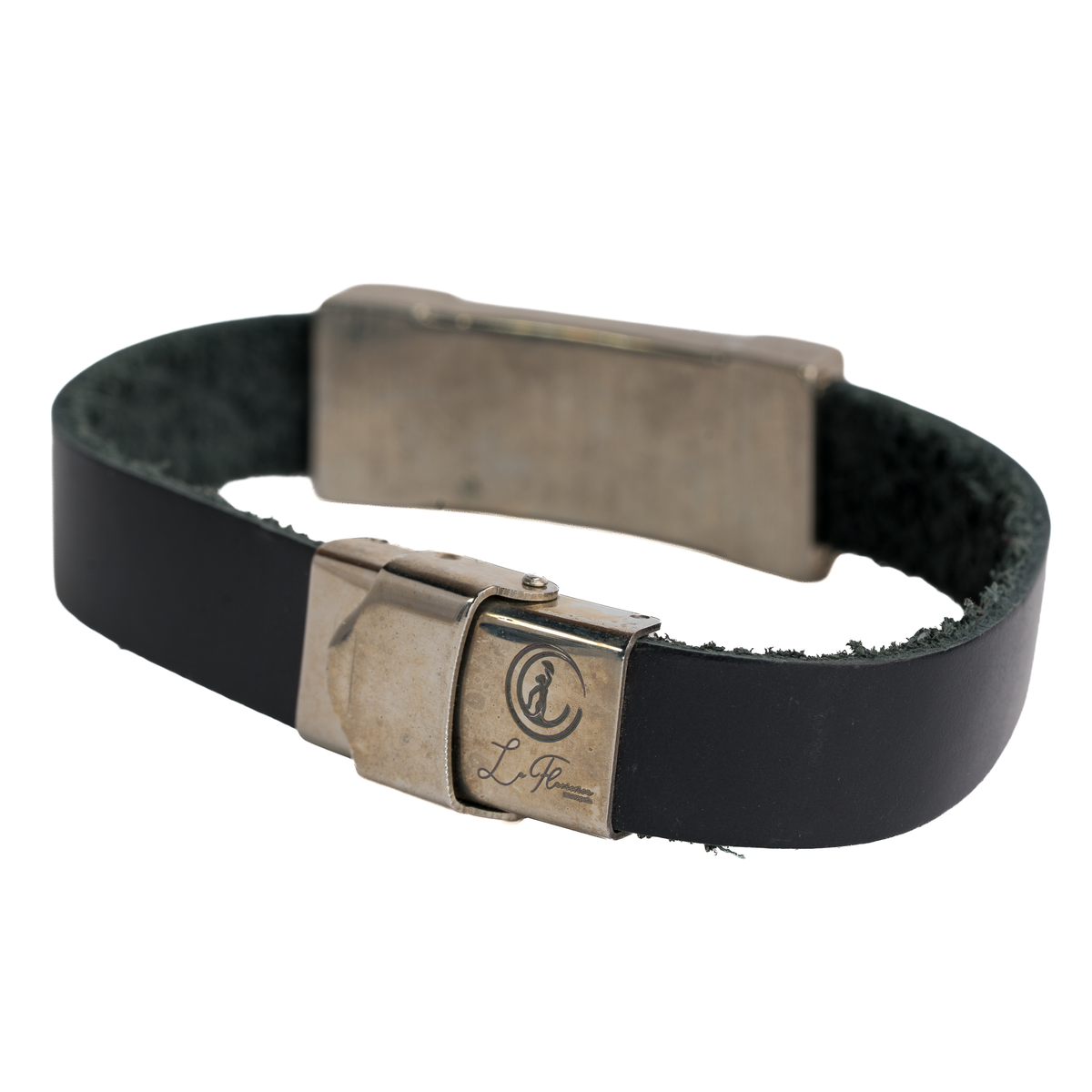 Wide metal leather flag Spain flag bracelet