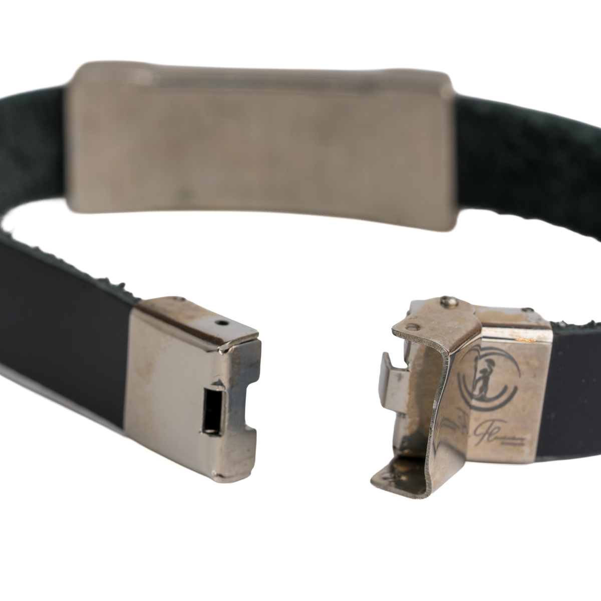 Wide metal leather flag Spain flag bracelet