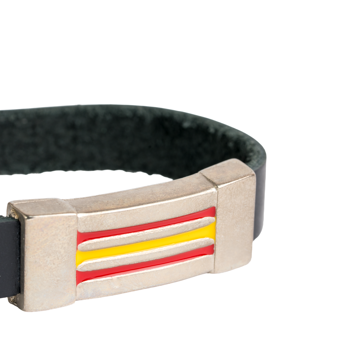 Pulsera piel Bandera España metálica Esmaltada