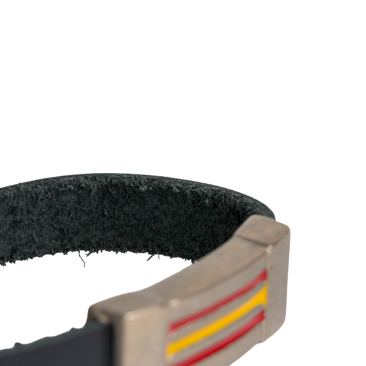 Wide metal leather flag Spain flag bracelet