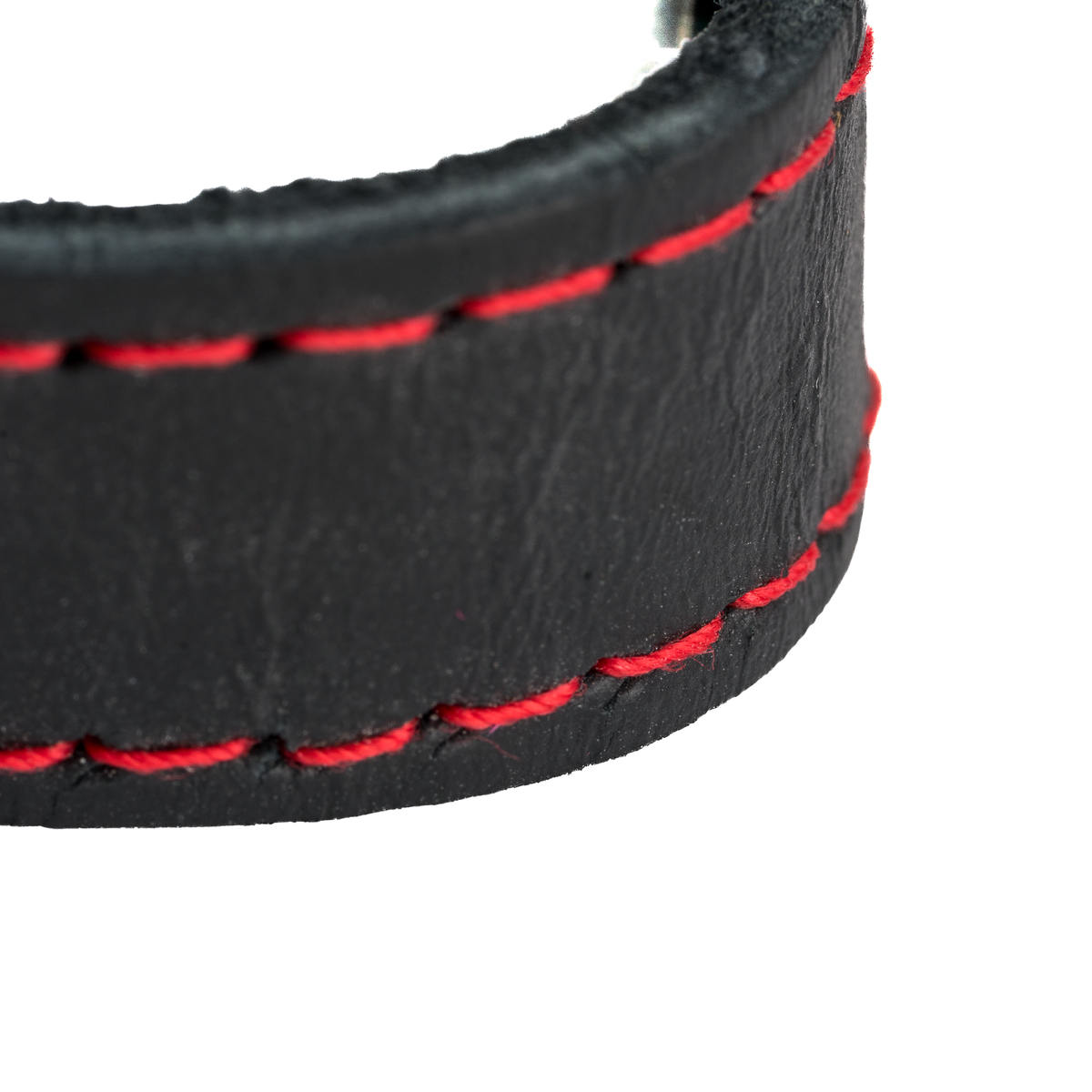 Central enameled leather bracelet with Spanish flag with stitching
