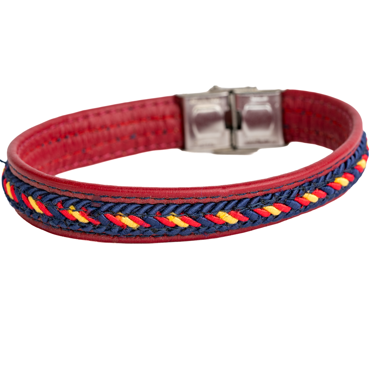 Pulsera piel España Trenzada espiga morada