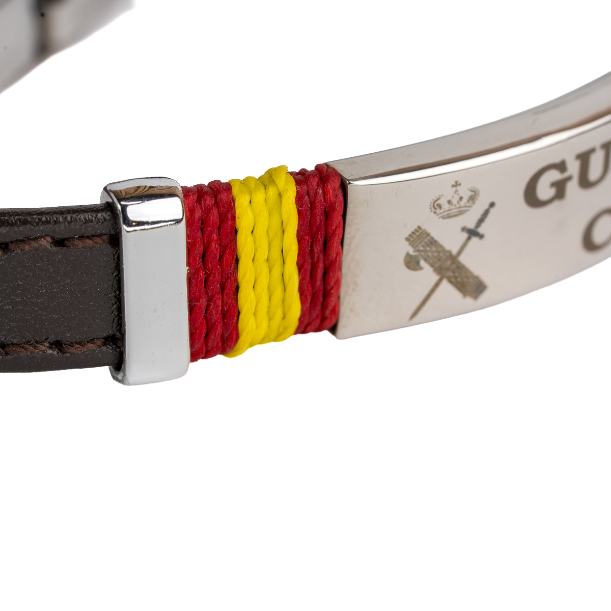 Armband aus kamelfarbenem Wildleder mit spanischem Wappen