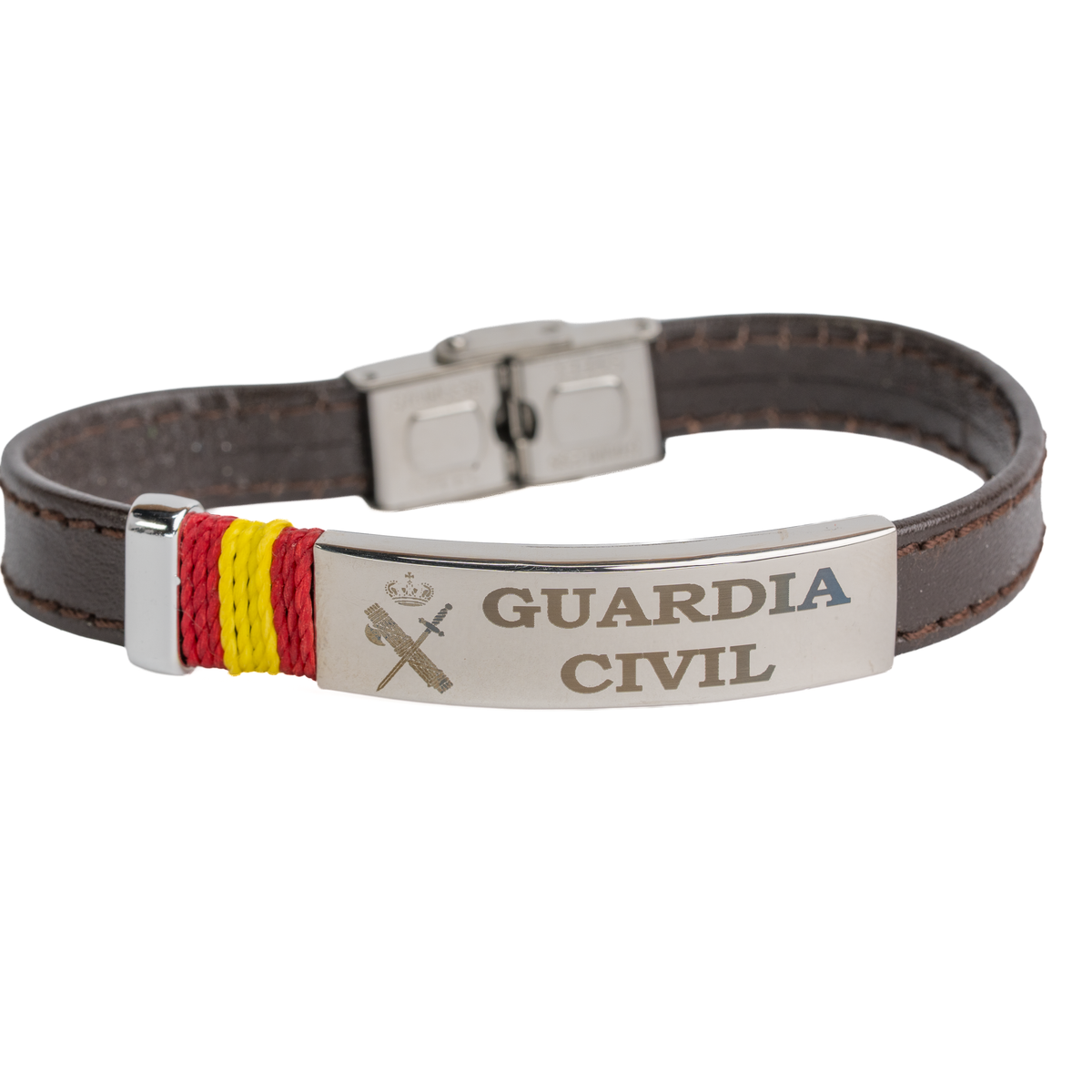 Armband aus kamelfarbenem Wildleder mit spanischem Wappen
