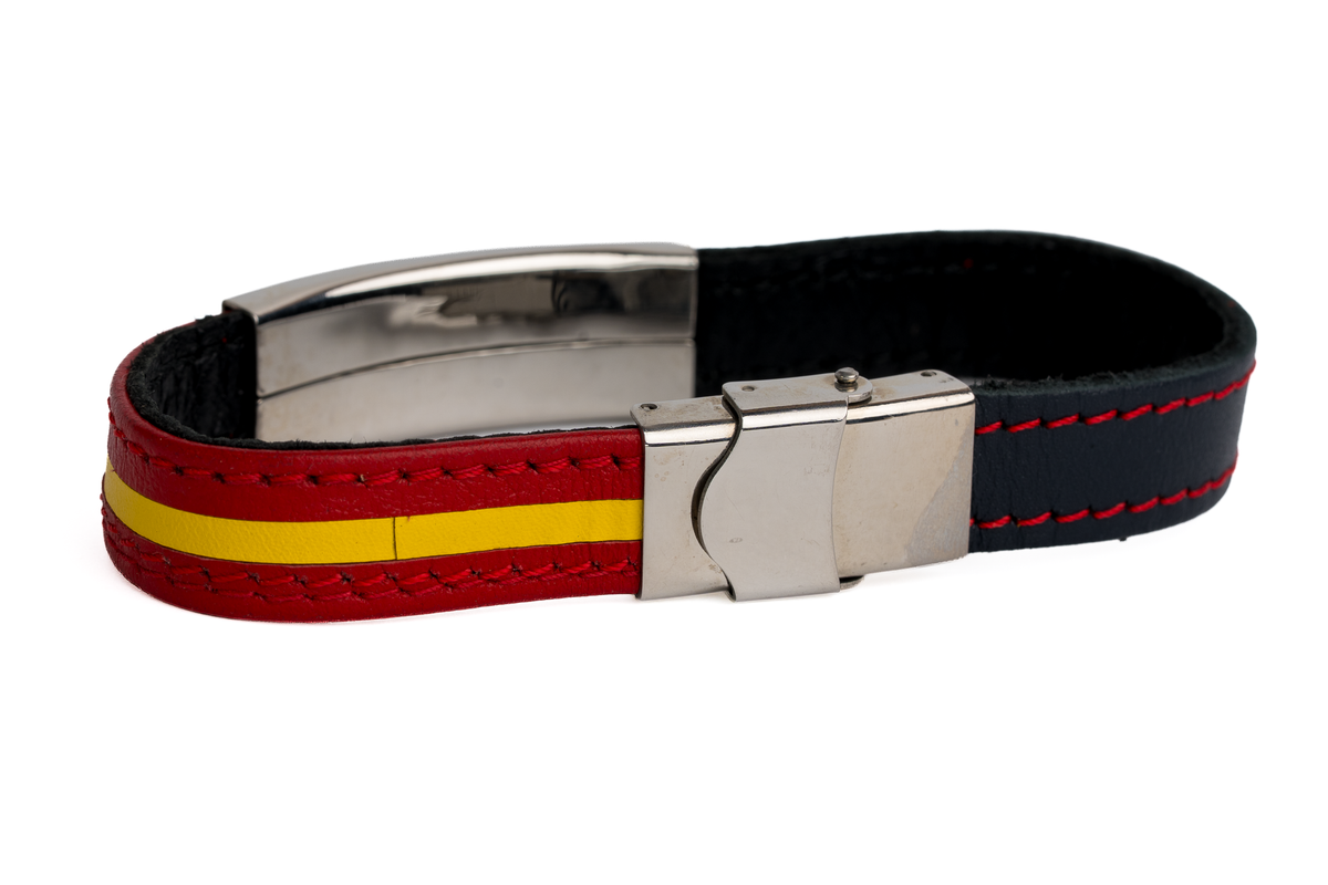 Camel suede bracelet with Spanish flag plate National Shield