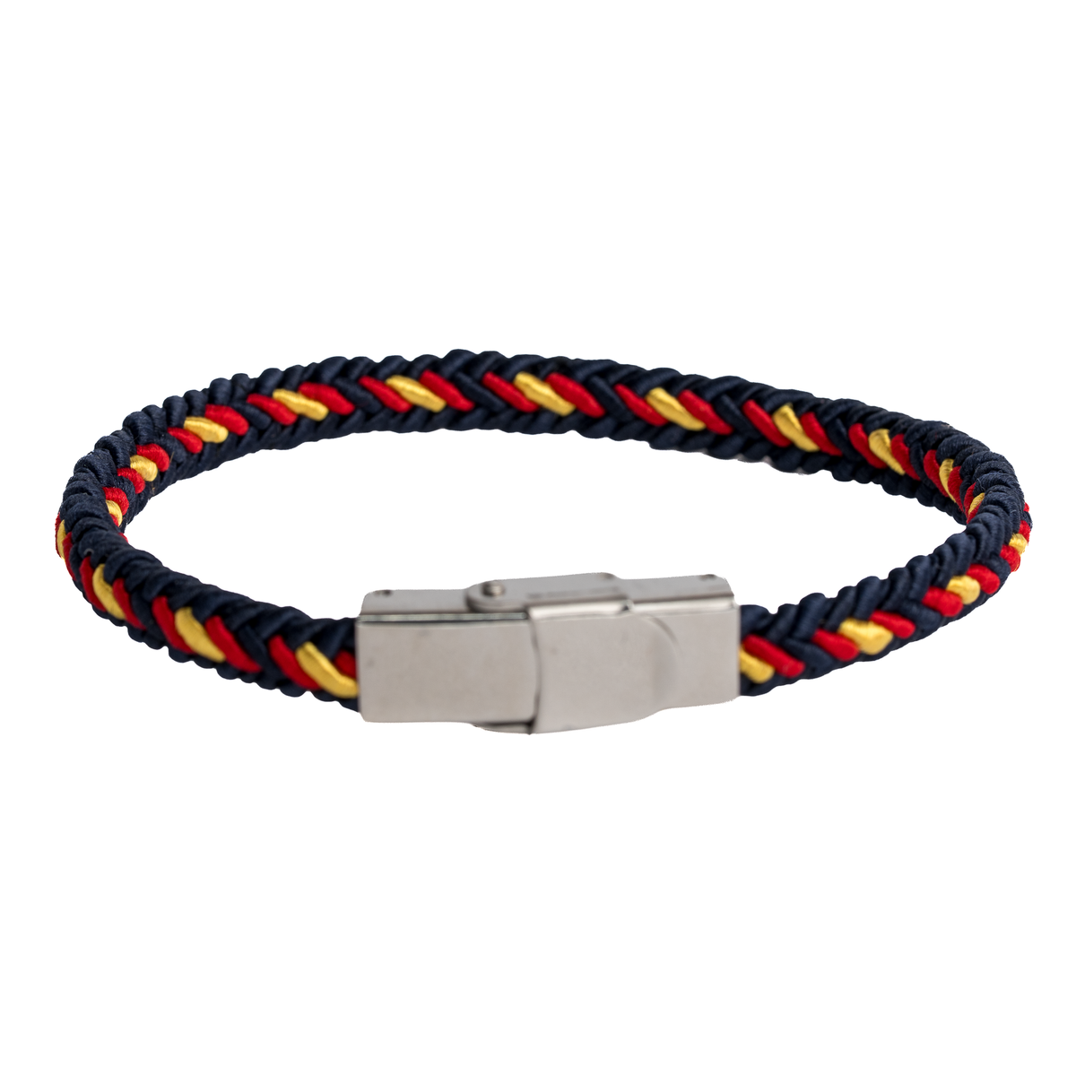 Pulsera trenzada Bandera España azul fina cierre metálico