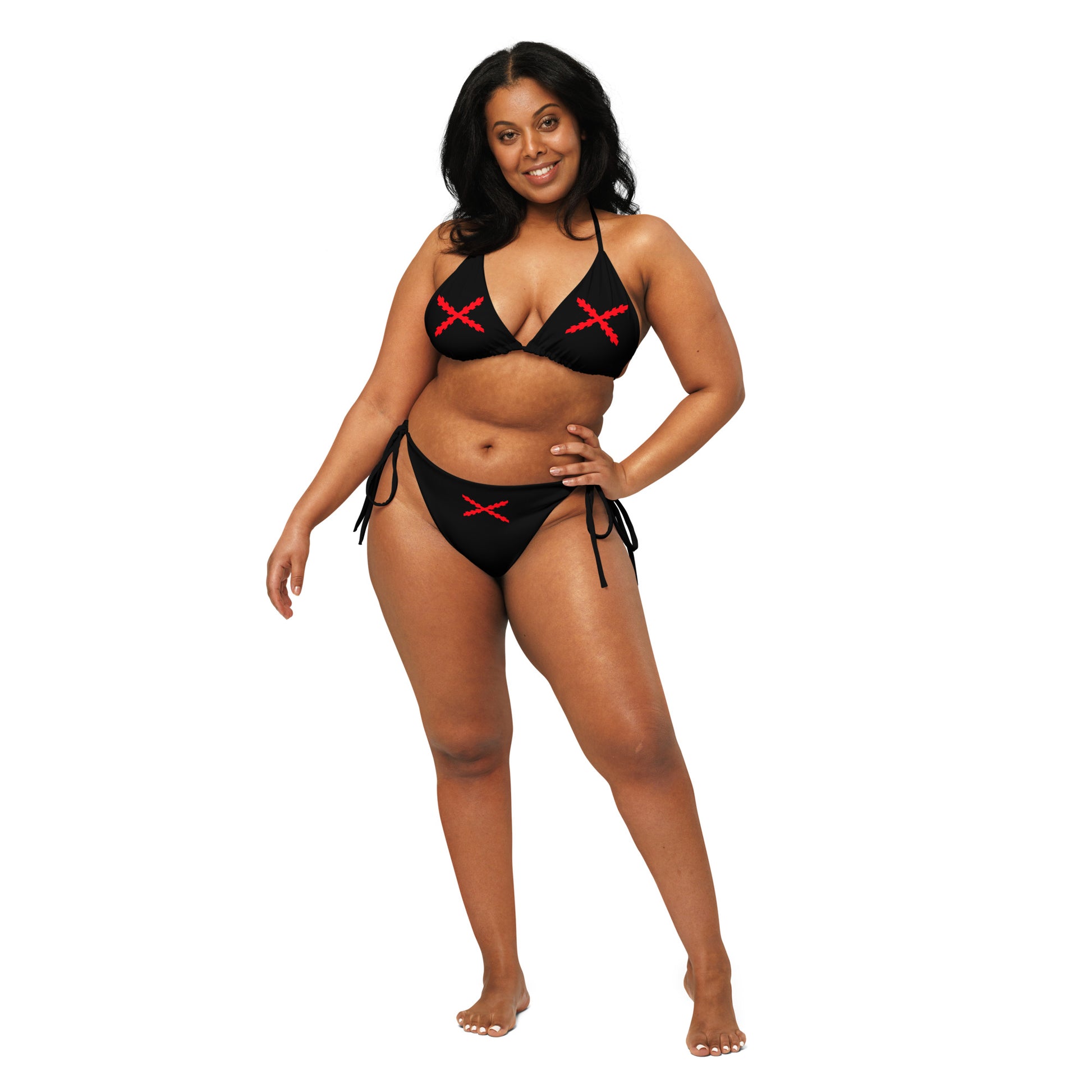 Bikini de triángulo Cruz de Borgoña negro - LaFlamencadeBorgoña