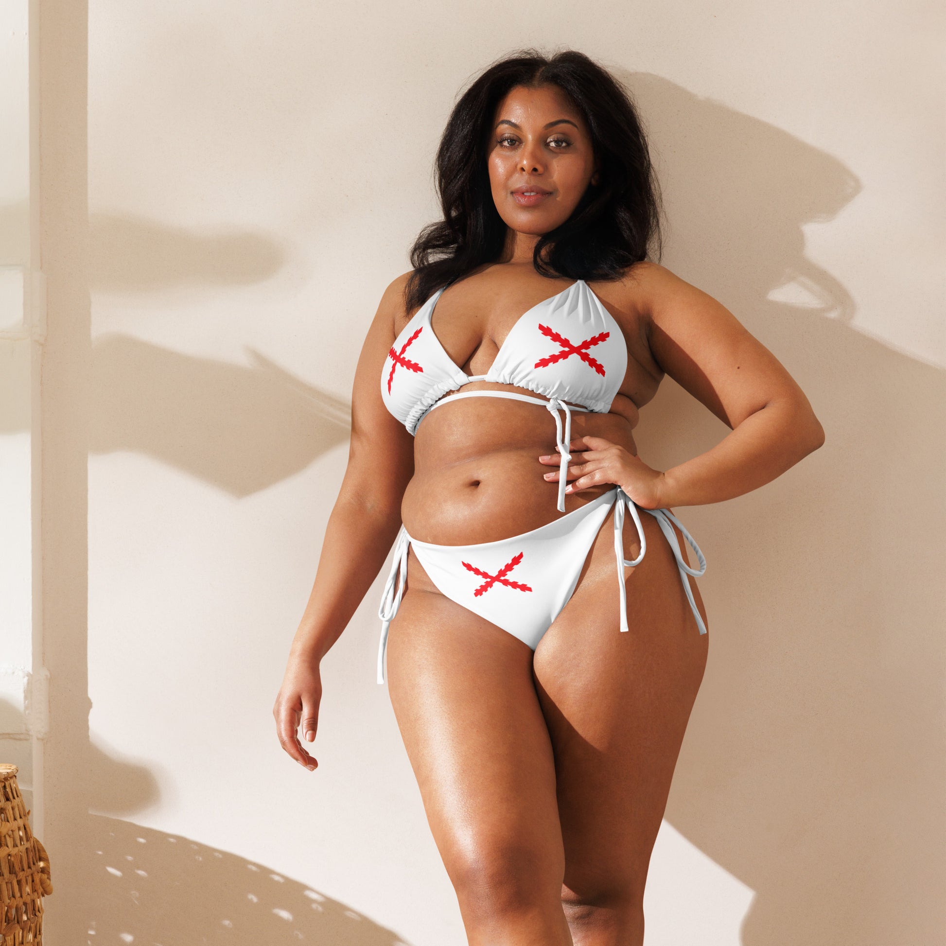 Bikini de triángulo Cruz de Borgoña blanco - LaFlamencadeBorgoña
