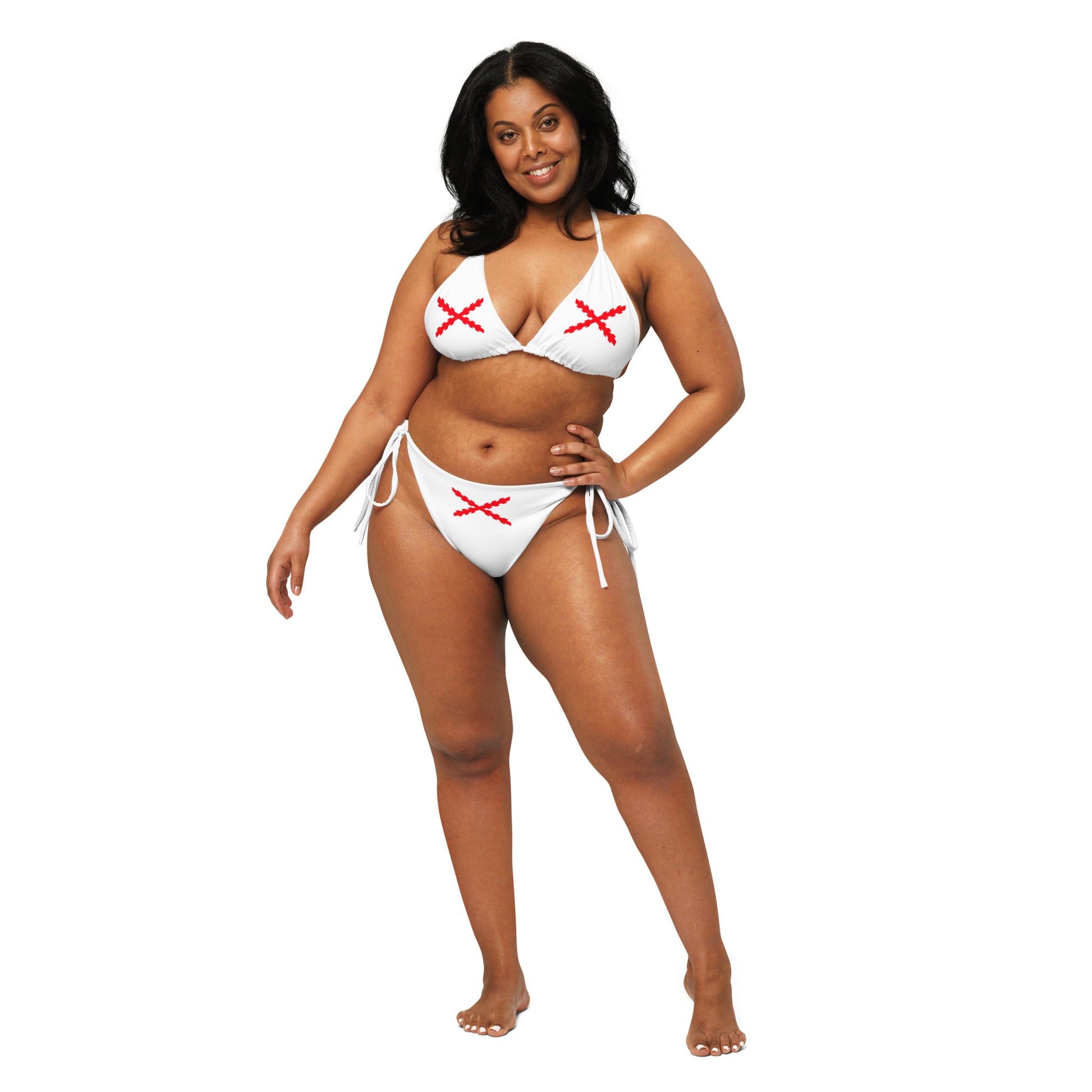 Bikini de triángulo Cruz de Borgoña blanco - LaFlamencadeBorgoña