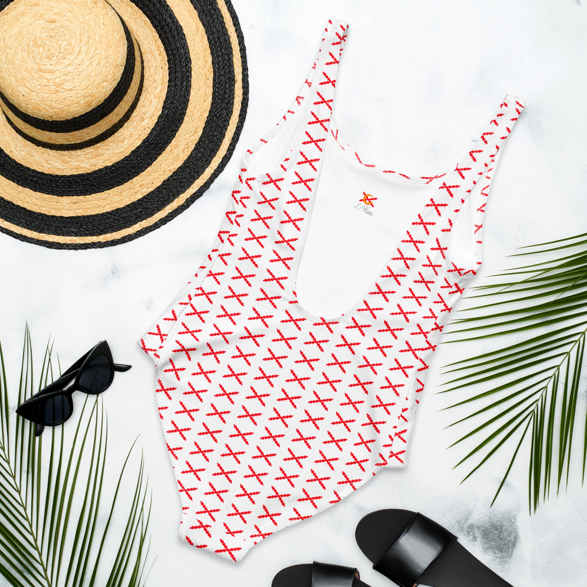 Bañador Mujer estampado Cruz Borgoña - LaFlamencadeBorgoña