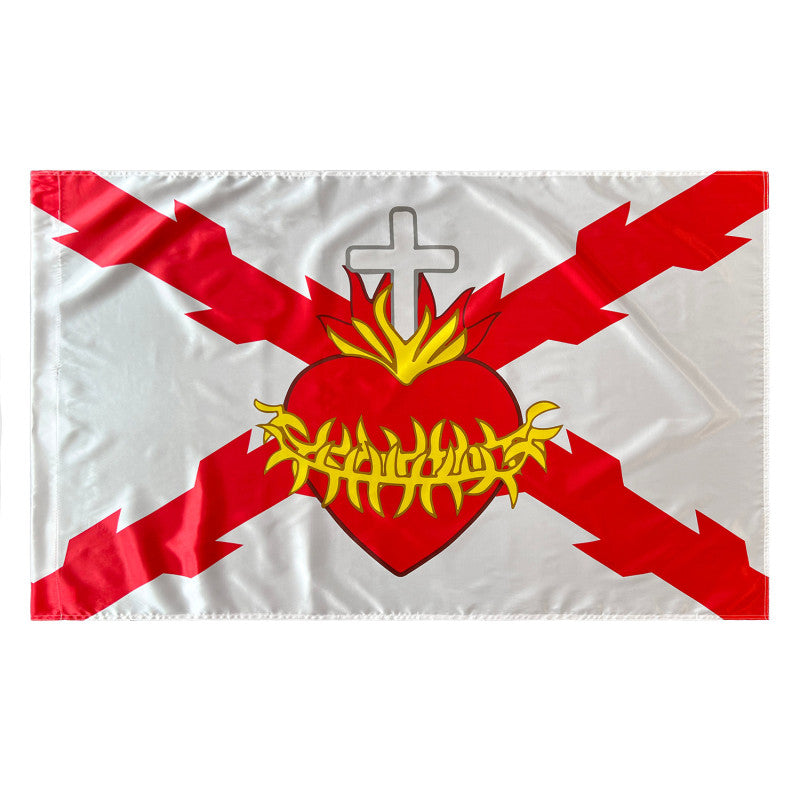 Bandera de Borgoña con Sagrado Corazón 150x90 cm Satén