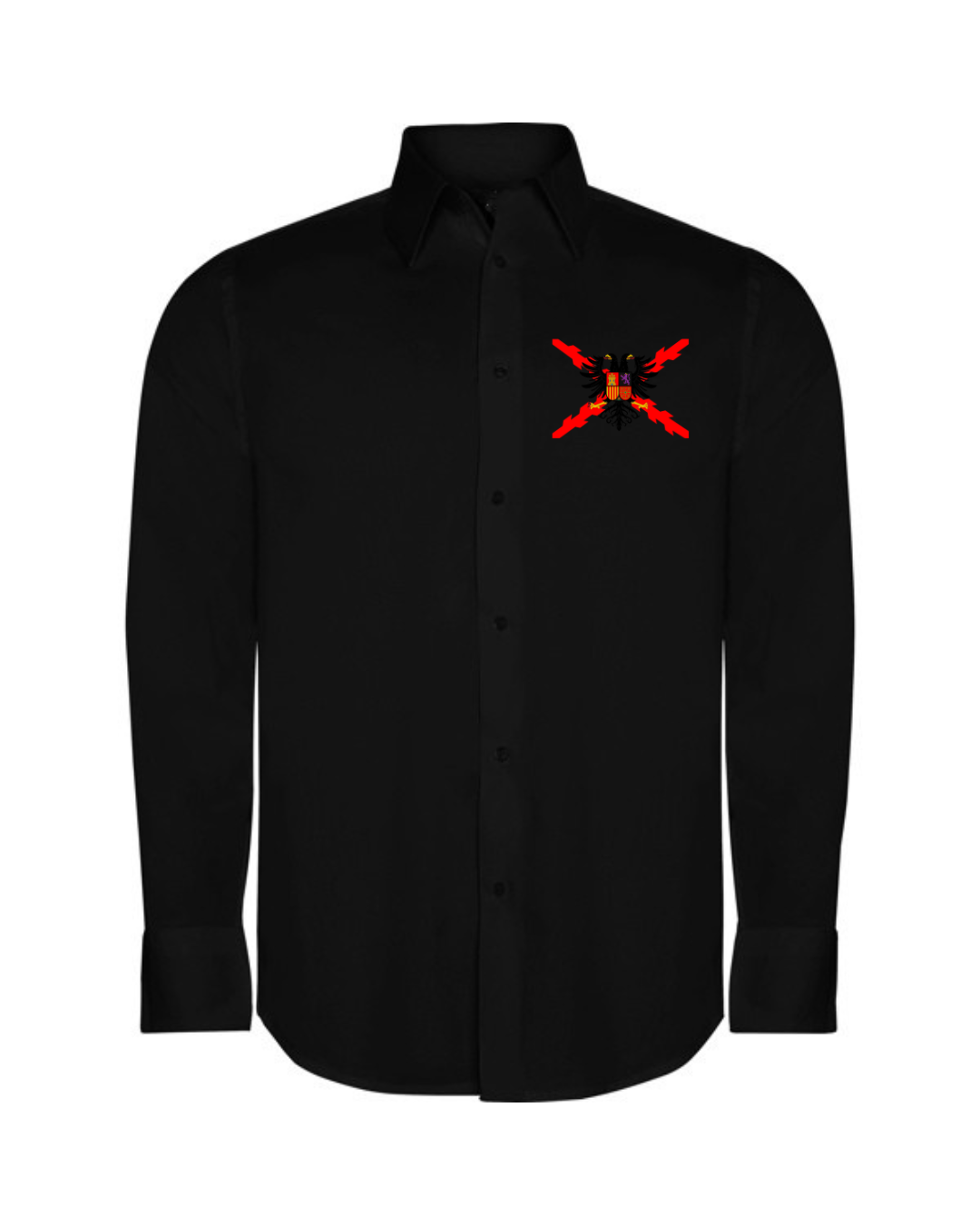Camisa Hombre negra Águila Bicéfala imperial sobre Cruz de Borgoña