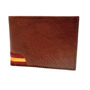 Herrenbrieftasche aus blauem Ubrique-Leder, ohne die Ecke der spanischen Flagge zu schließen