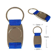Llavero de Cinta Azul con Chapa Metálica