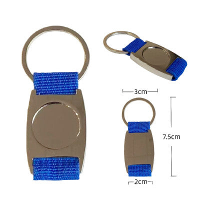 Llavero de Cinta Azul con Chapa Metálica