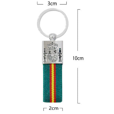 Llavero de Cinta Verde con Escudo de España