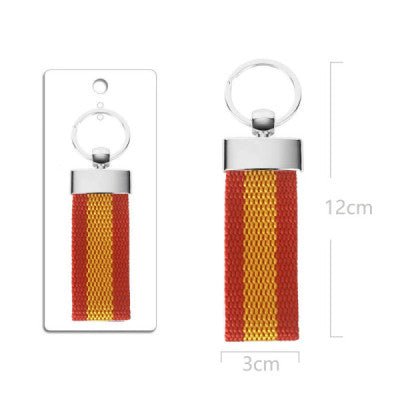 Llavero de Cinta de Tela con Bandera de España (12x3 cm)