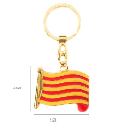 Llavero Metálico Dorado Bandera de Cataluña (4.5x3.5 cm)