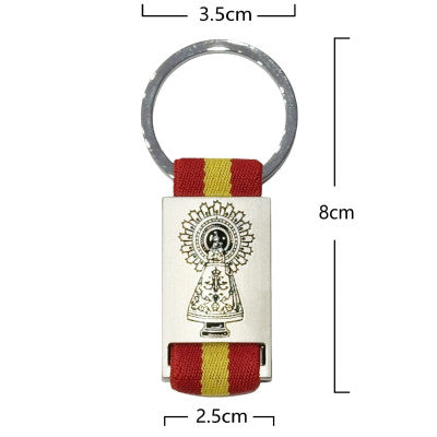 Llavero Virgen del Pilar con Cinta de España y Metal