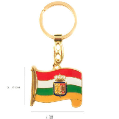 Llavero Metálico Dorado Bandera de La Rioja (4.5x3.5 cm)