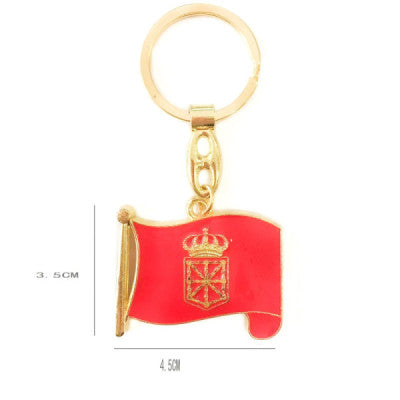Llavero Metálico Dorado Bandera de Navarra (4.5x3.5 cm)