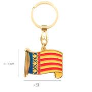 Llavero Metálico Dorado Bandera de la Comunidad Valenciana (4.5x3.5 cm)