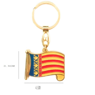 Llavero Metálico Dorado Bandera de la Comunidad Valenciana (4.5x3.5 cm)