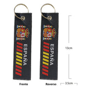 Llavero de Tela de España en Fondo Negro con Escudo
