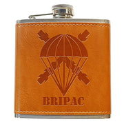 Petaca BRIPAC de Acero Inoxidable 304 Forrada en Piel (Marron) 6oz 177ml