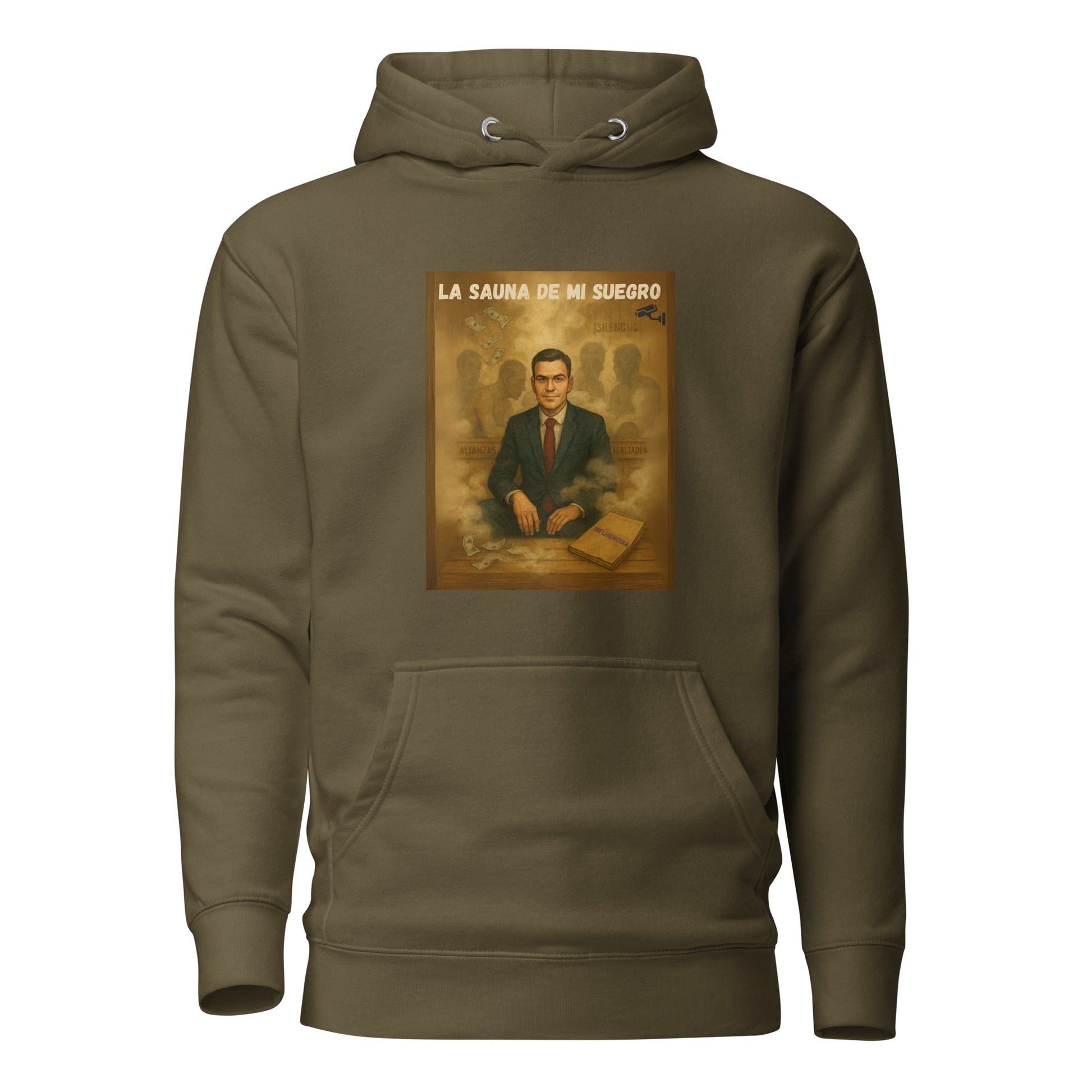Comprar Sudadera La Sauna de mi suegro - Pedro Sánchez Bandera España La Flamenca de Borgoña Patricia Muñoz VOX