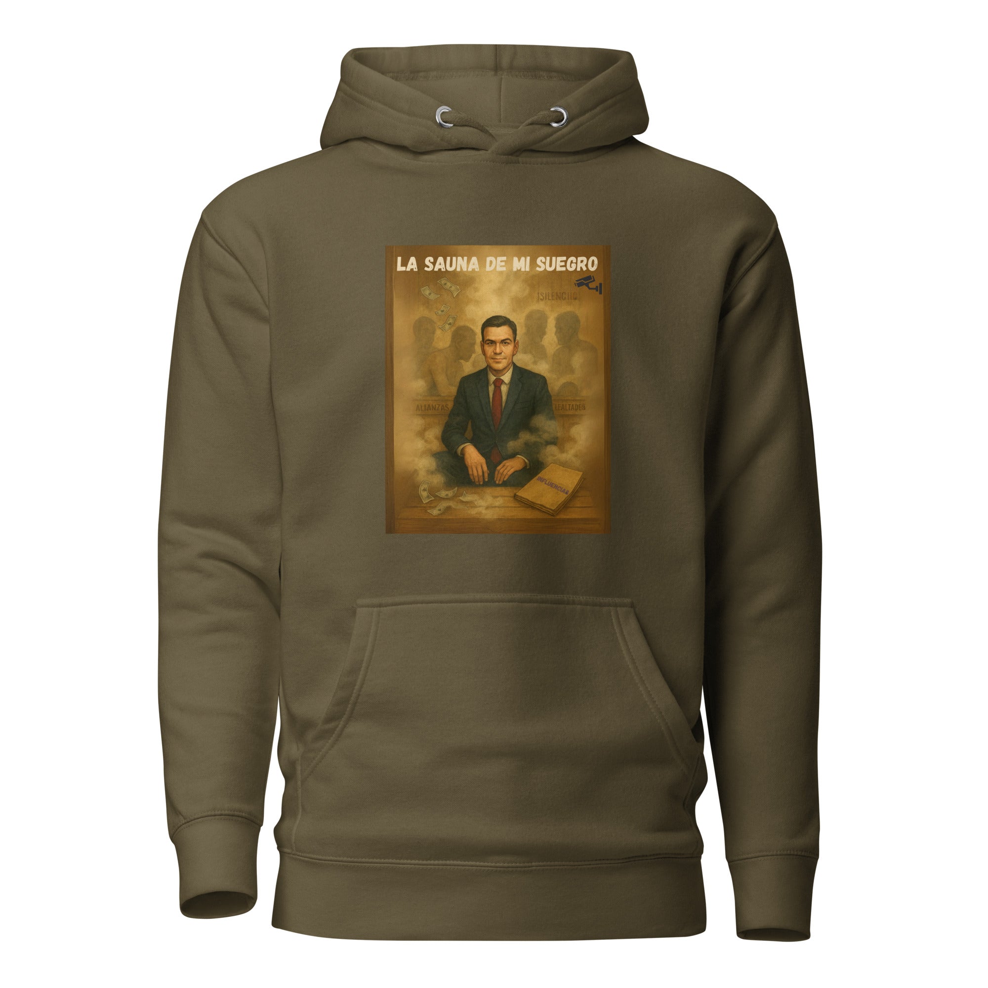 Comprar Sudadera La Sauna de mi suegro - Pedro Sánchez Bandera España La Flamenca de Borgoña Patricia Muñoz VOX