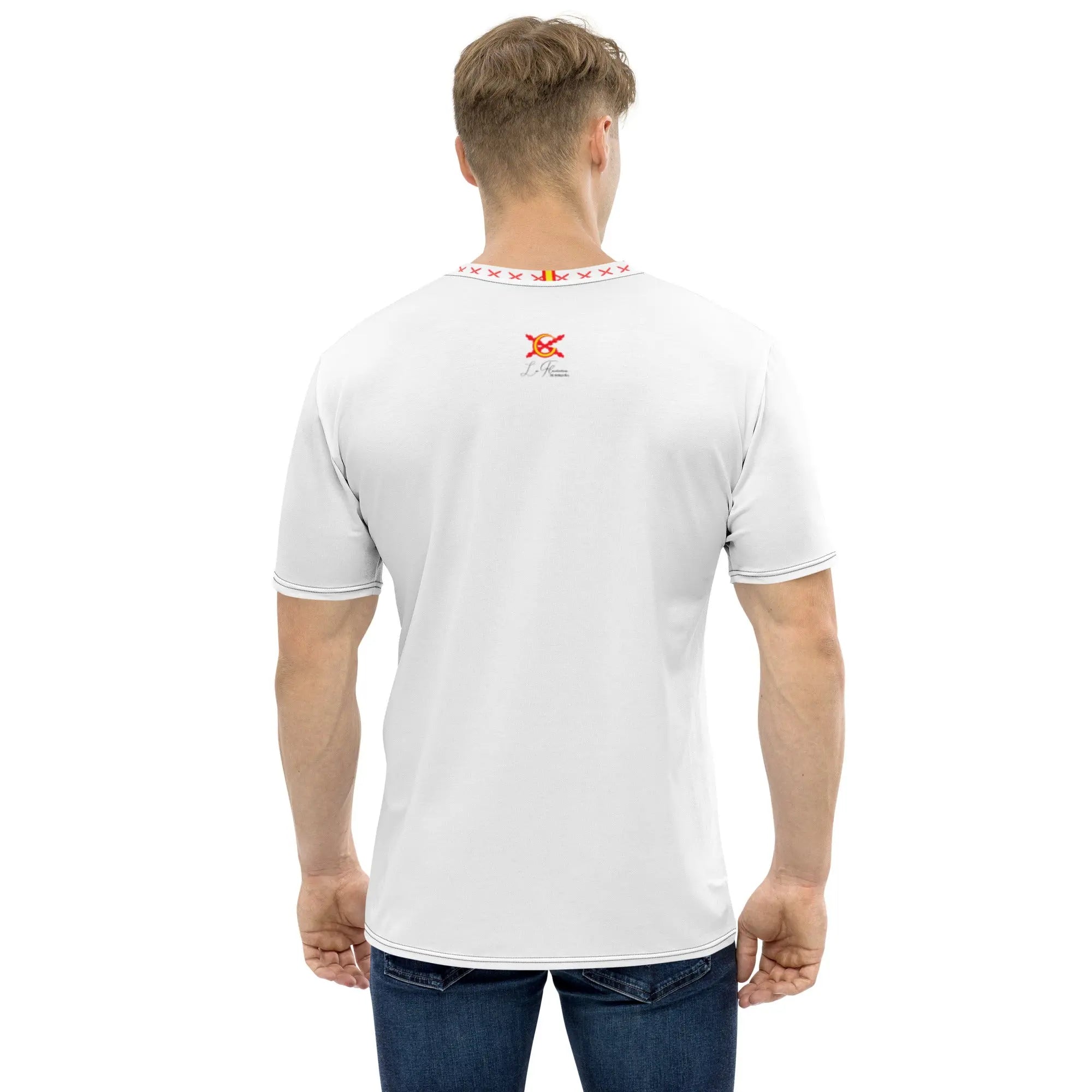Comprar Camiseta Cruz de Borgoña blanca para hombre Bandera España La Flamenca de Borgoña Patricia Muñoz VOX