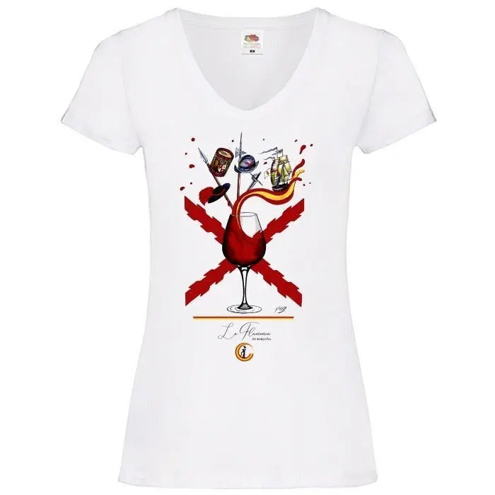Comprar Camiseta mujer Brindis de los Tercios - delante y detrás Bandera España La Flamenca de Borgoña Patricia Muñoz VOX