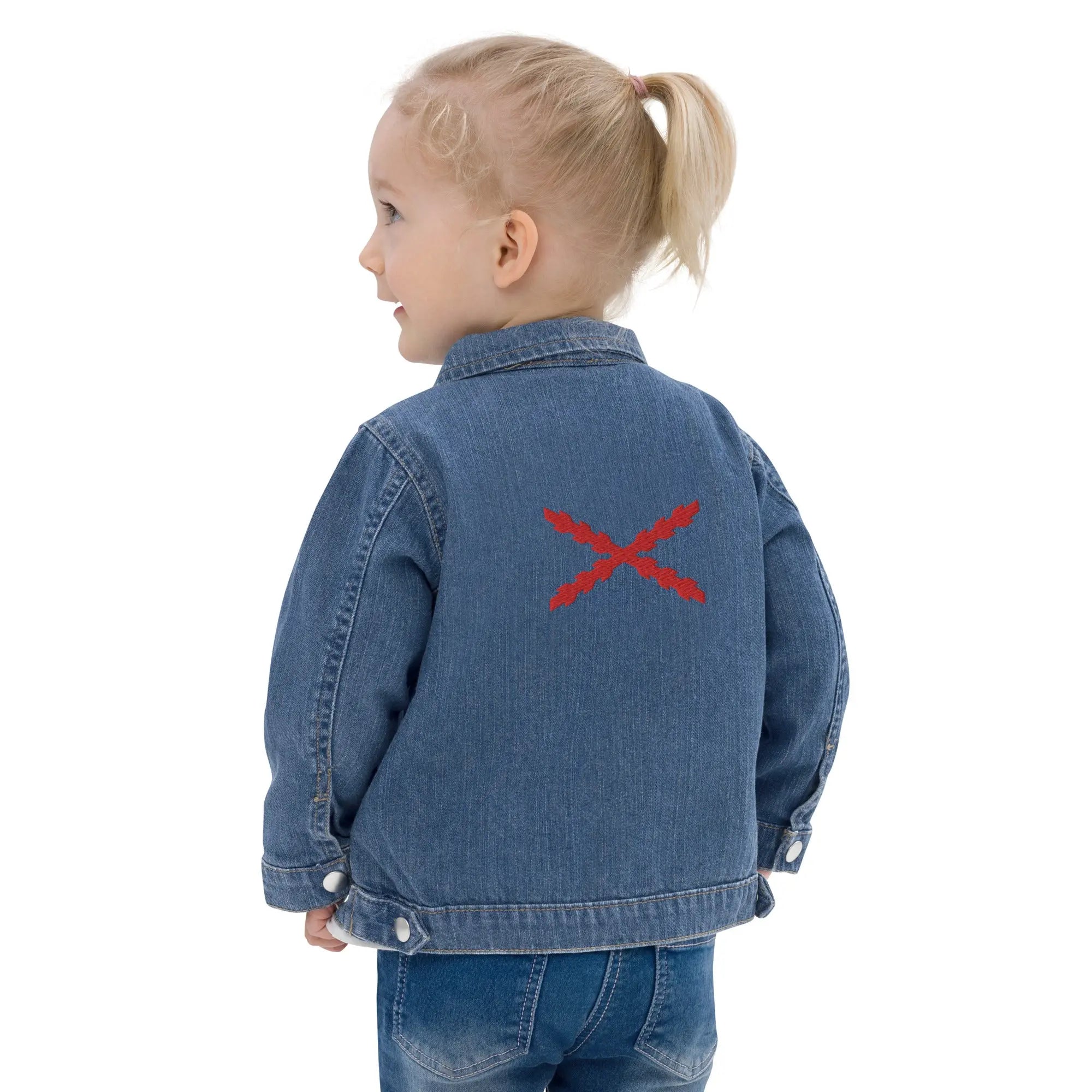 Comprar Chaqueta vaquera orgánica infantil Cruz de Borgoña Bandera España La Flamenca de Borgoña Patricia Muñoz VOX
