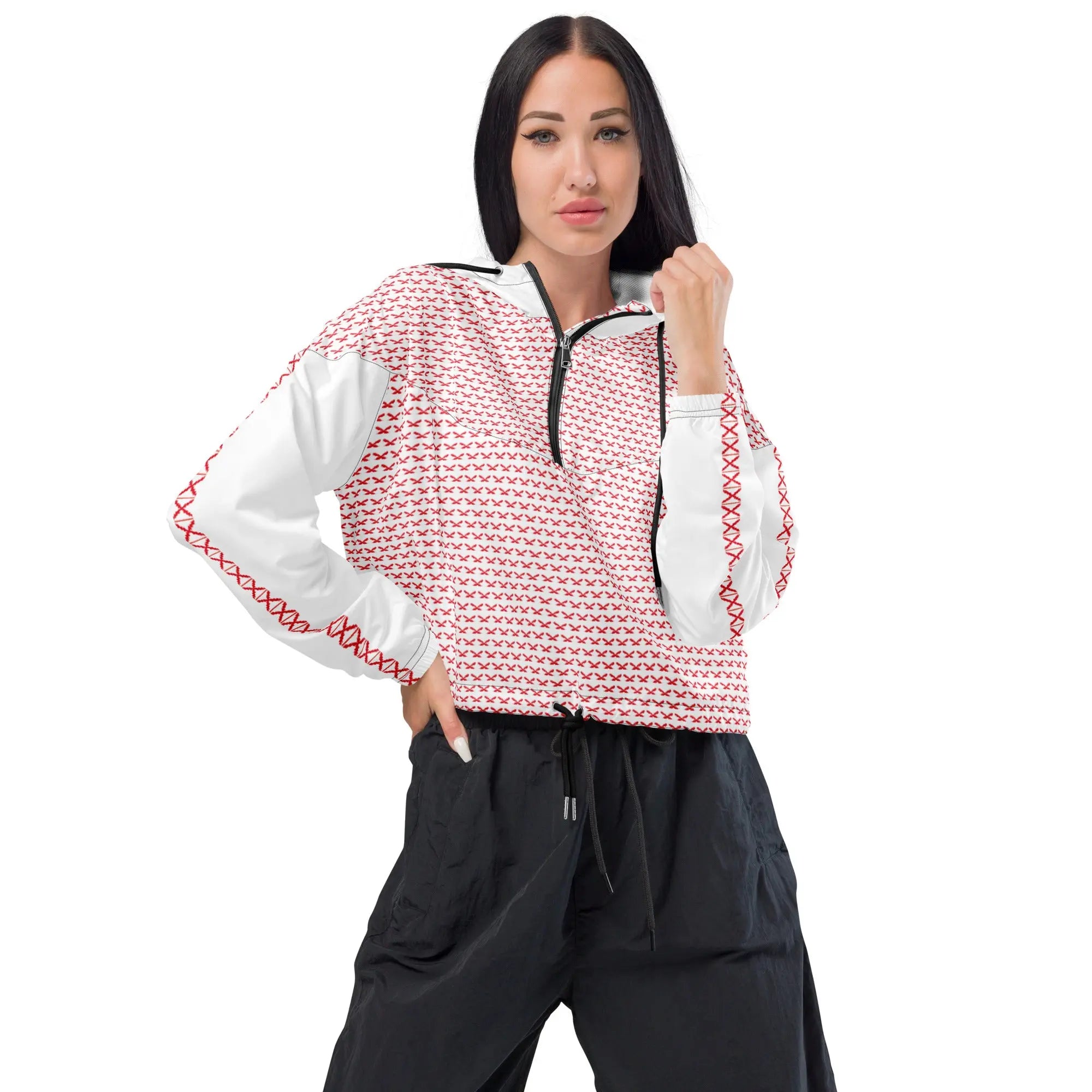 Comprar Cortavientos Cruz de Borgoña crop para mujer Bandera España La Flamenca de Borgoña Patricia Muñoz VOX
