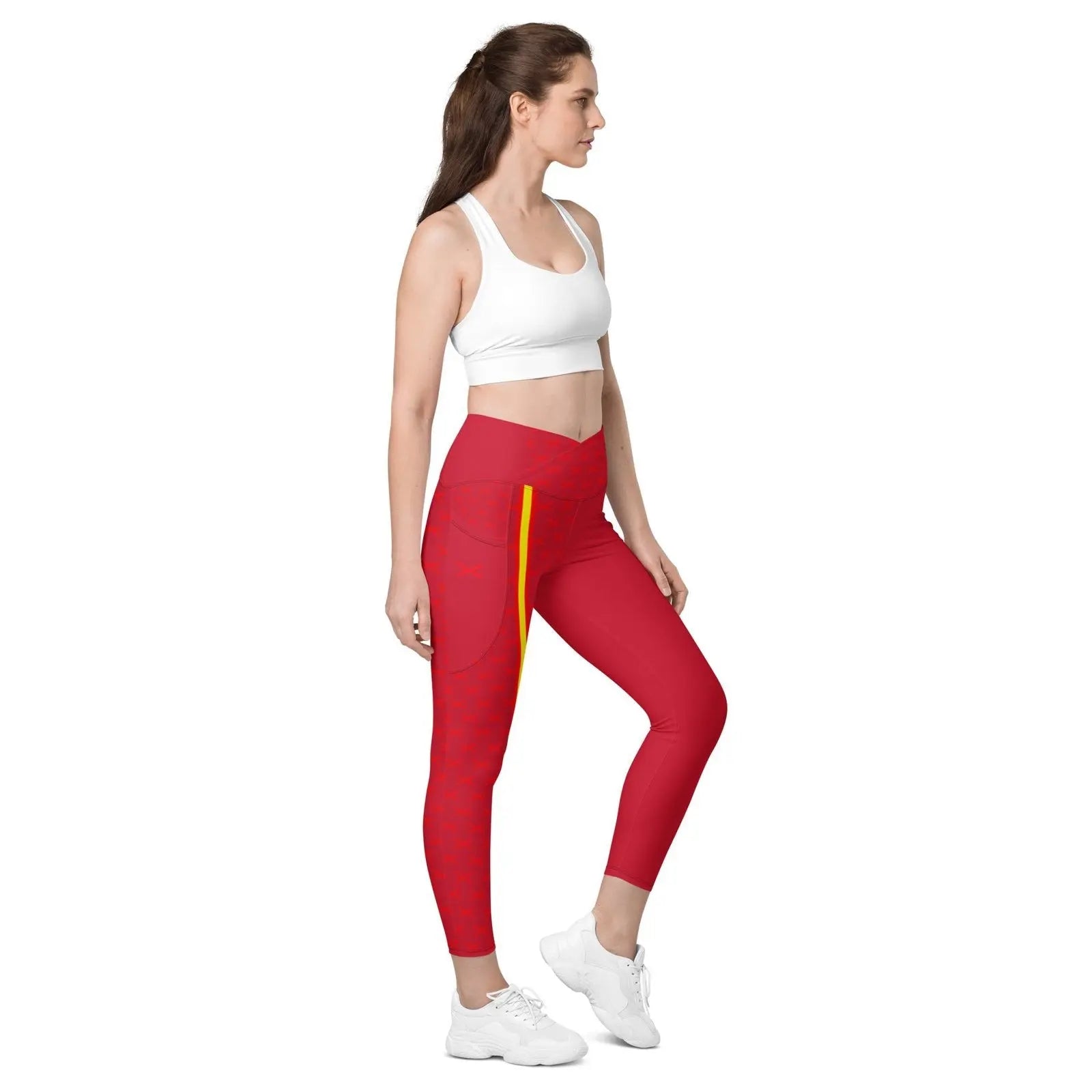 Comprar Leggins Bandera de España mujer cintura cruzada con bolsillos Bandera España La Flamenca de Borgoña Patricia Muñoz VOX
