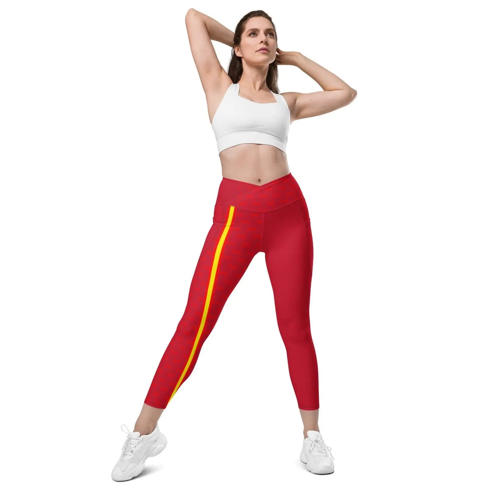 Comprar Leggins Bandera de España mujer cintura cruzada con bolsillos Bandera España La Flamenca de Borgoña Patricia Muñoz VOX