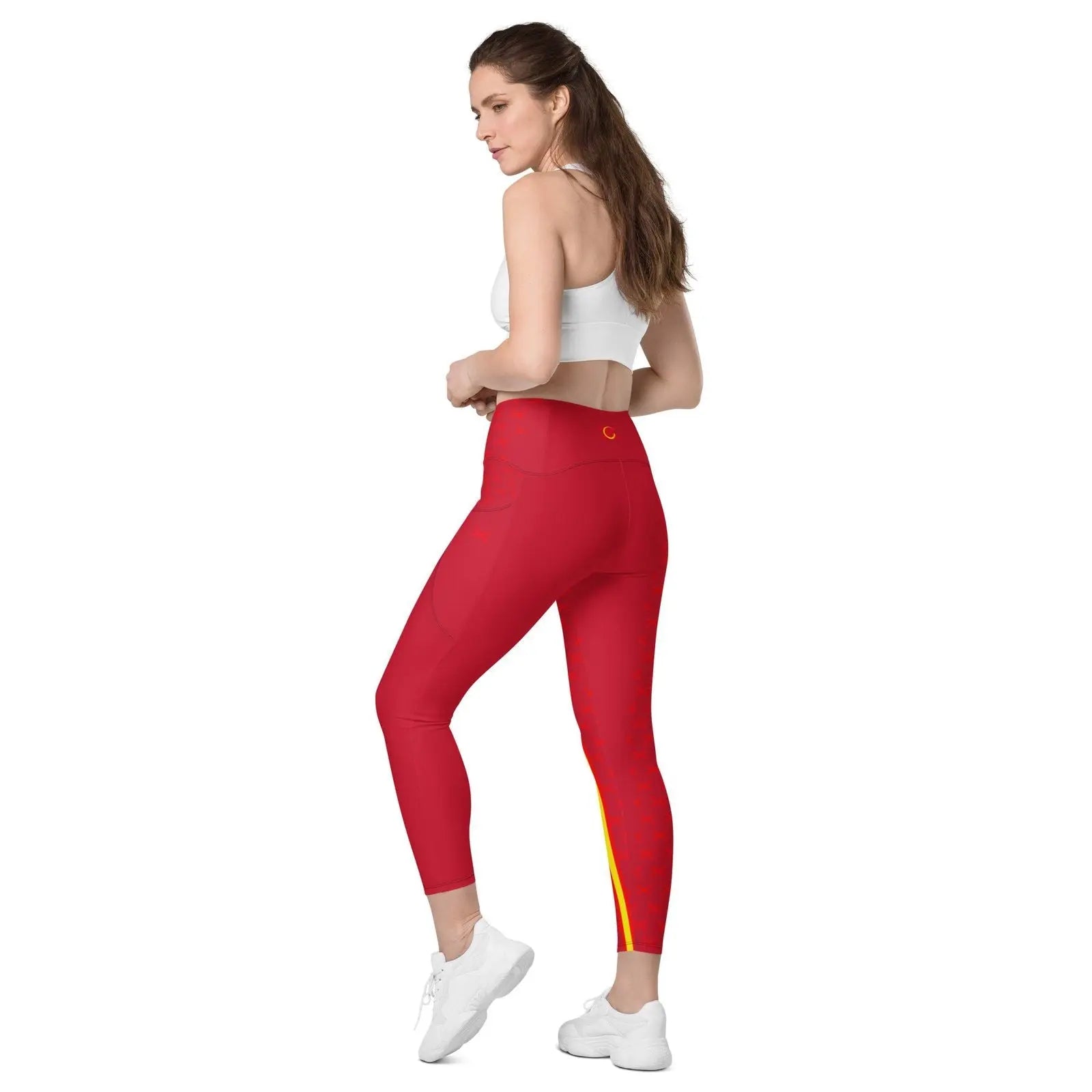 Comprar Leggins Bandera de España mujer cintura cruzada con bolsillos Bandera España La Flamenca de Borgoña Patricia Muñoz VOX