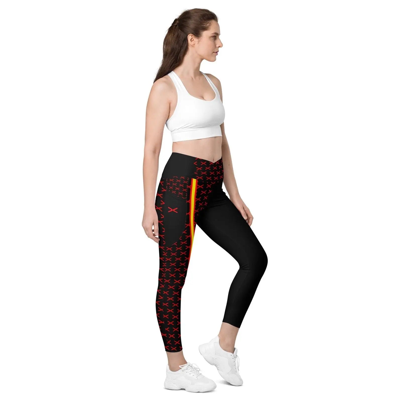 Comprar Leggins de cintura cruzada con bolsillos Cruz de Borgoña Bandera España La Flamenca de Borgoña Patricia Muñoz VOX