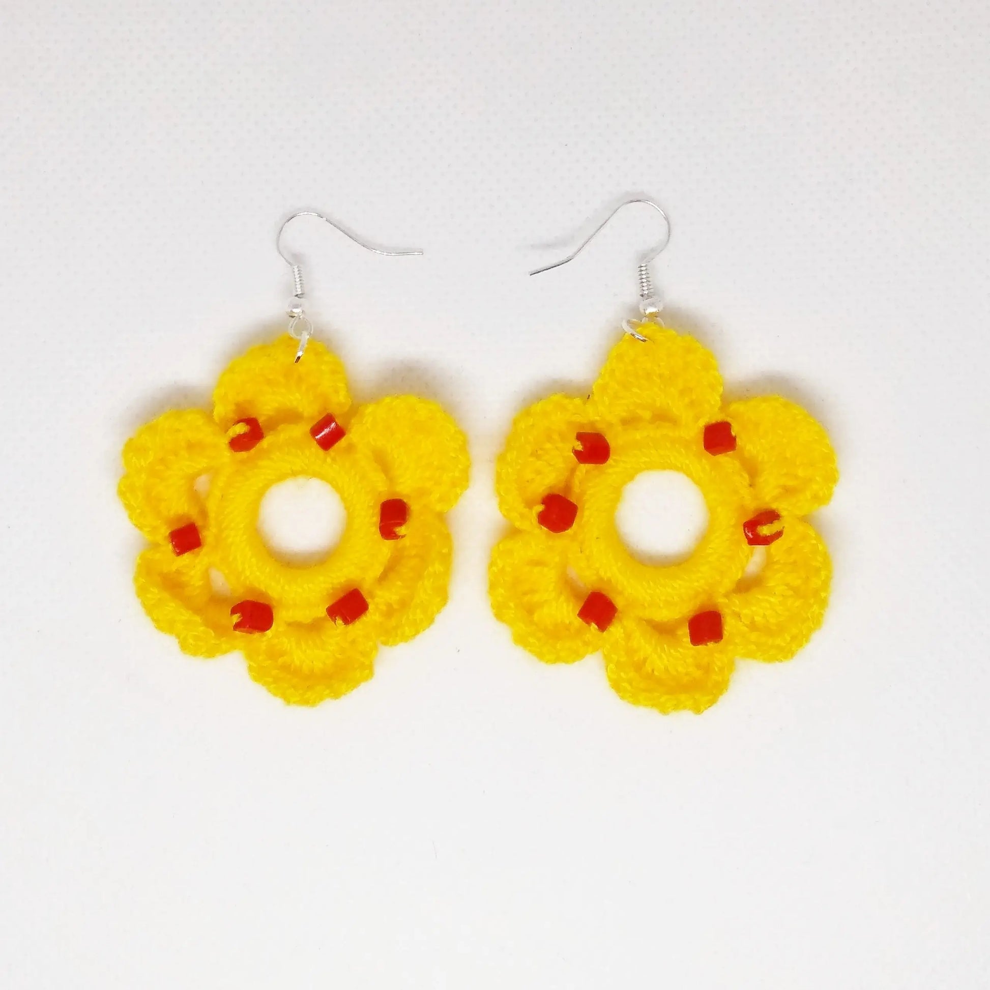 Comprar Pendientes Bandera de España crochet flor Bandera España La Flamenca de Borgoña Patricia Muñoz VOX