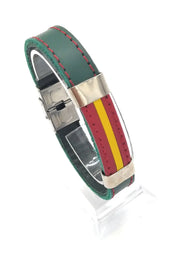 Comprar Pulsera bandera de España piel verde Bandera España La Flamenca de Borgoña Patricia Muñoz VOX