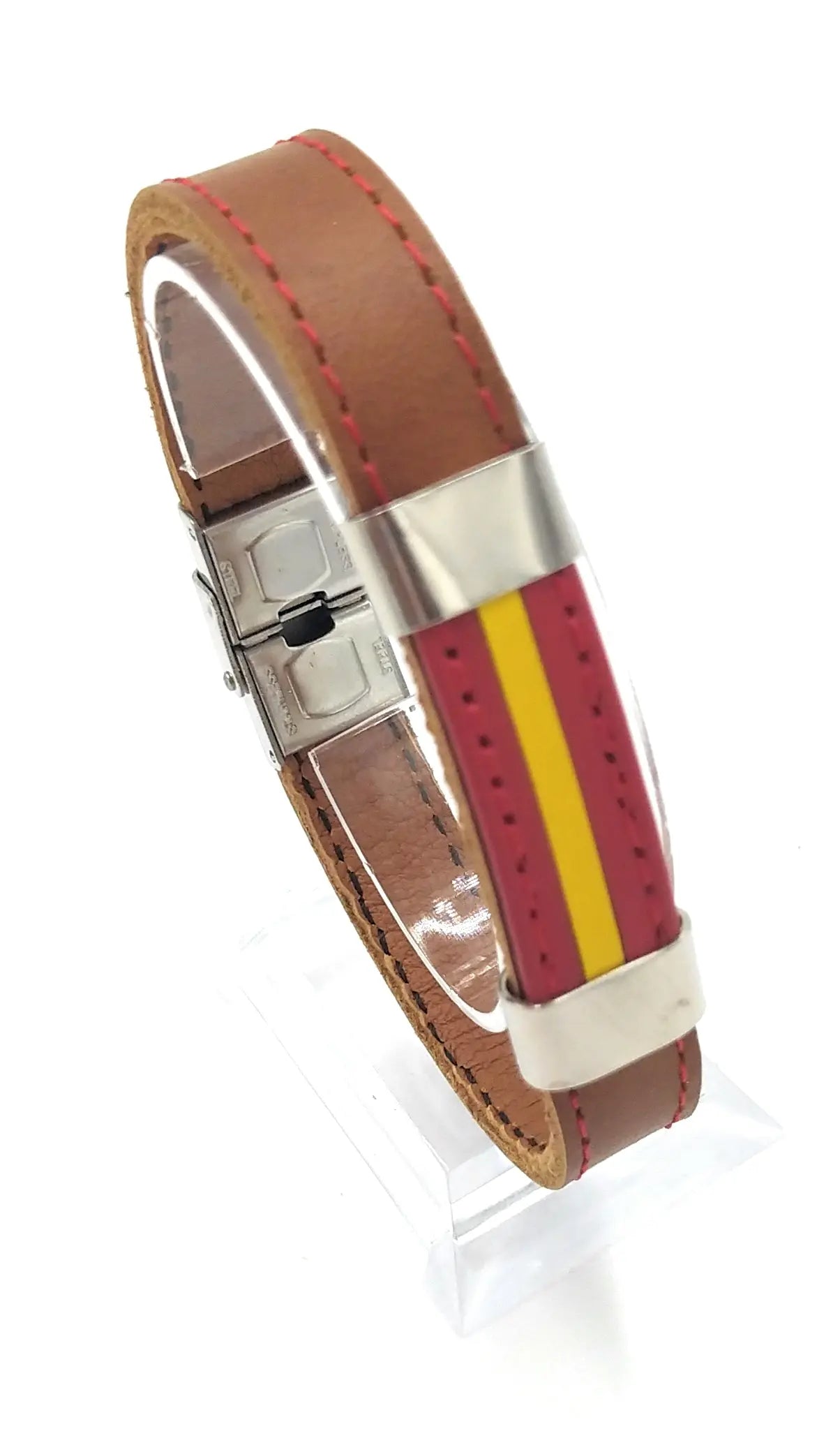 Comprar Pulsera Bandera España piel marrón Bandera España La Flamenca de Borgoña Patricia Muñoz VOX