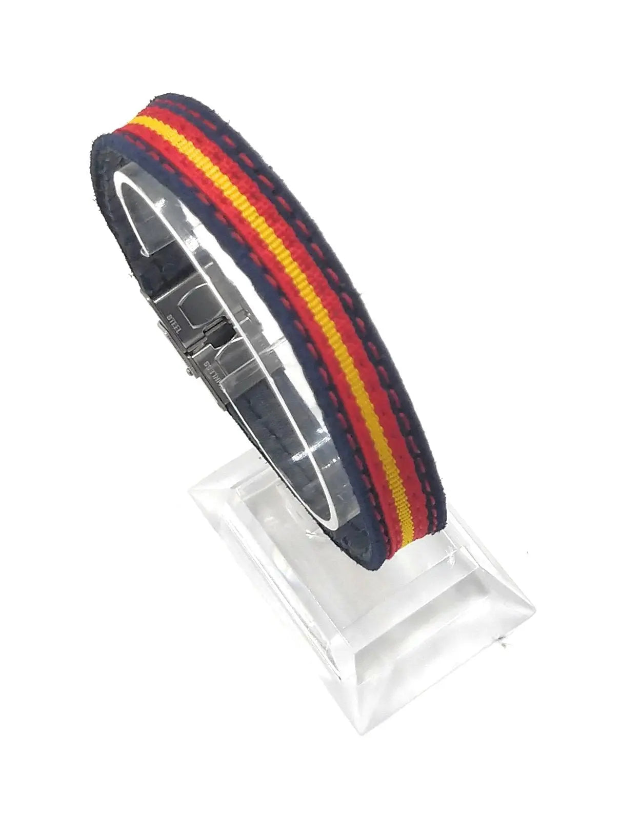 Comprar Pulsera Bandera España serraje marino ribete rojo Bandera España La Flamenca de Borgoña Patricia Muñoz VOX