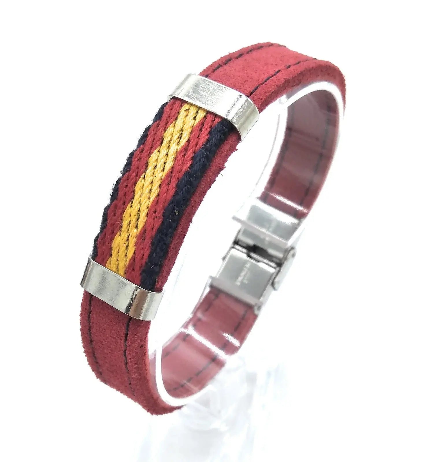 Comprar Pulsera Bandera España serraje rojo filo marino Bandera España La Flamenca de Borgoña Patricia Muñoz VOX