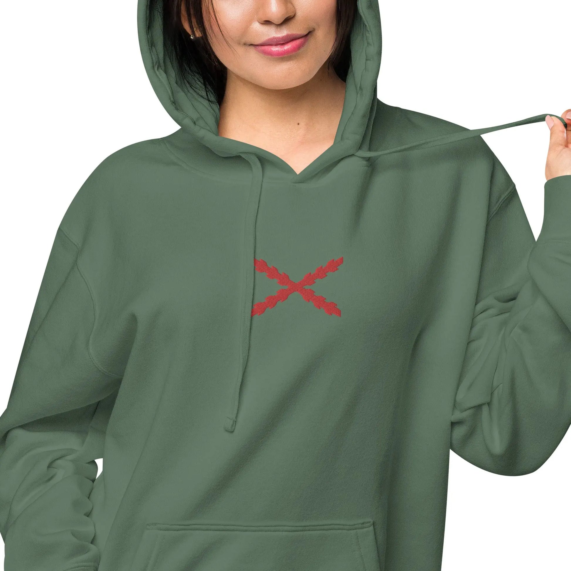 Comprar Sudadera Cruz de Borgoña con capucha Bandera España La Flamenca de Borgoña Patricia Muñoz VOX